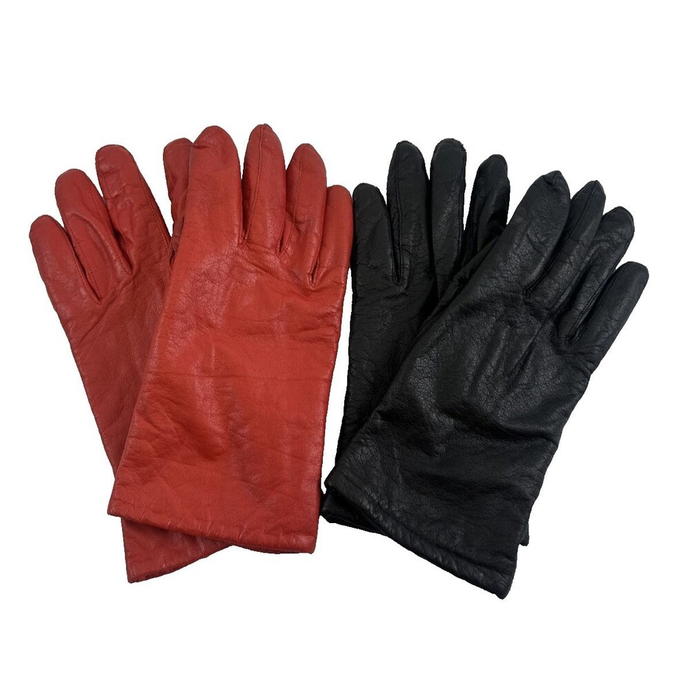Lane Bryant Leather Gloves Lot of 2 Red And Black Soft Fabric Lined Womens XL